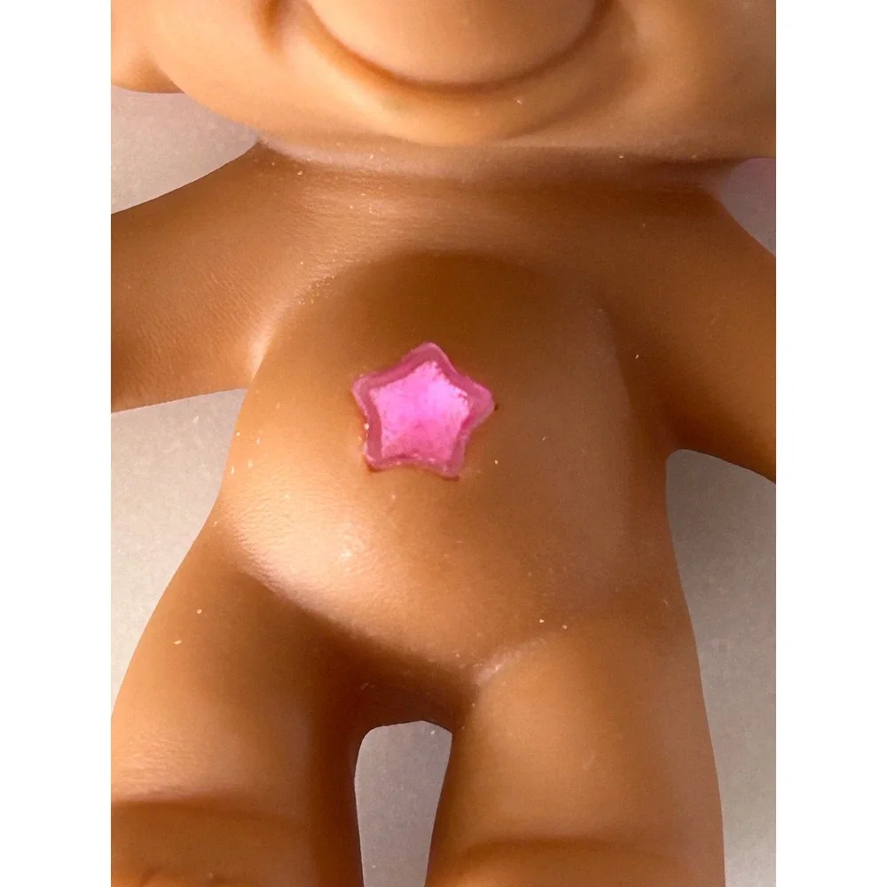 Vintage Ace Novelty Pink Hair Troll Doll Pink Star Gem Belly Jewel 3 Inch 90s